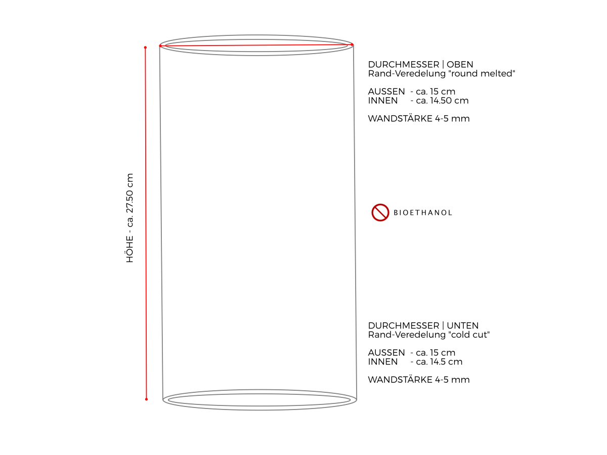 Glaszylinder ohne Boden in verschiedenen Größen | GLASZYLINDER | DEKORATIVES LICHT