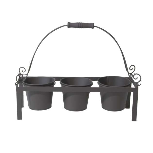 POTAFLEURS | Pflanzetagere 3 Töpfe aus Metall | Schwarz