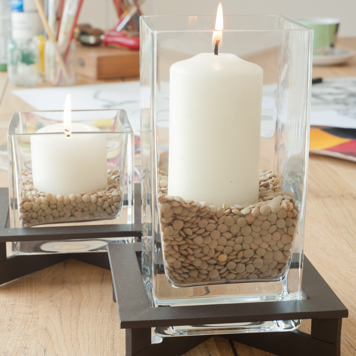 Quadrat / Windlicht / Vase Glas (mit Boden 14057